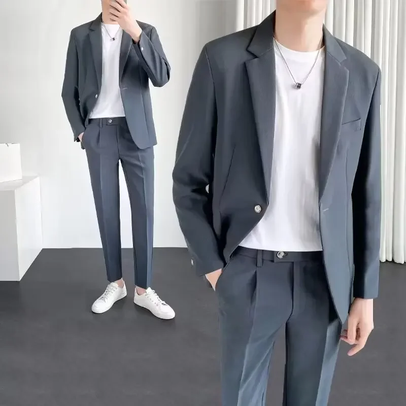 Formal Suit Spring Autumn Summer Casual Suits Men's Korean Business Western-style Clothes Trousers Set Matching Outfit For Young Men