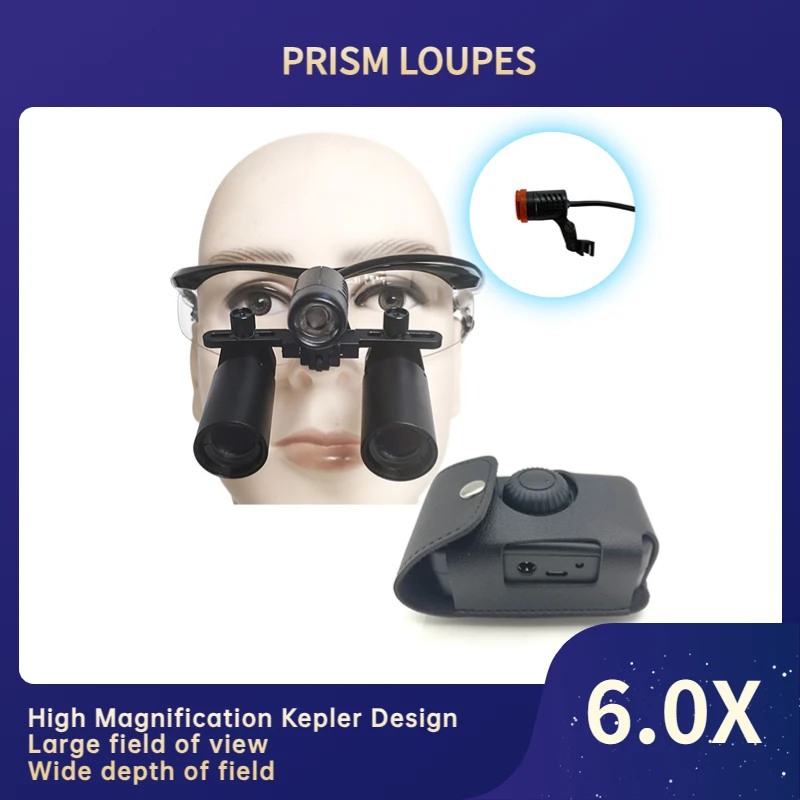 Burite60XBinocularDentalLoupesSurgicalMedicalPrismaticKeplerLoupeWithLEDHeadlight