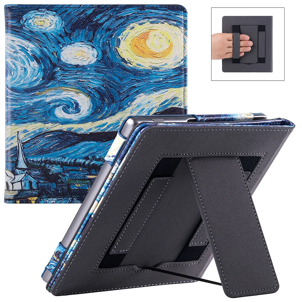 Custodia Stand Per Kindle Oasis 9Th Generation & Oasis 10Th Generation-Custodia In Pelle Pu Con Cinturino E Auto Sleep/Wake