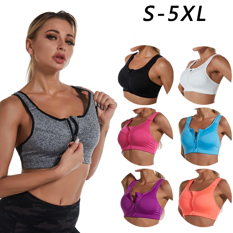 

New Women Sports Bras Front Zippered Yoga Fitness Running Tank Top Shockproof Gym Wireless Push Up Bra Sexy Beautiful Back Vest