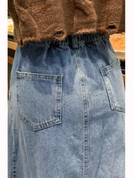 Vintage Elasitc High Waist Jeans Long Skirts For Woman Casual Loose Plus Size Denim Skirt Women Autumn Cotton A-Line Maxi Skirt - Image 6
