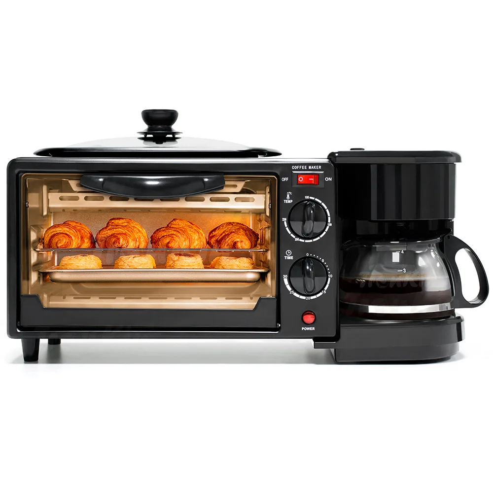 Three In One Breakfast Multifunctional Toaster Mini Bread Maker Household Small Oven Coffee Machine