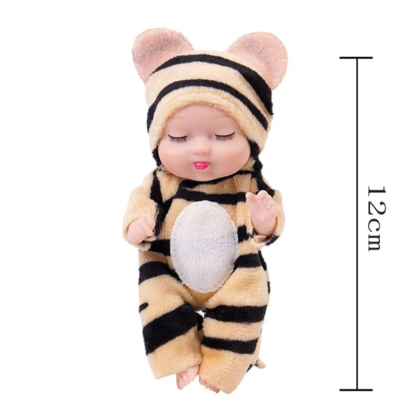 12cm Leopard Sleep Baby Doll Animal Baby Doll With Clothes 4.5