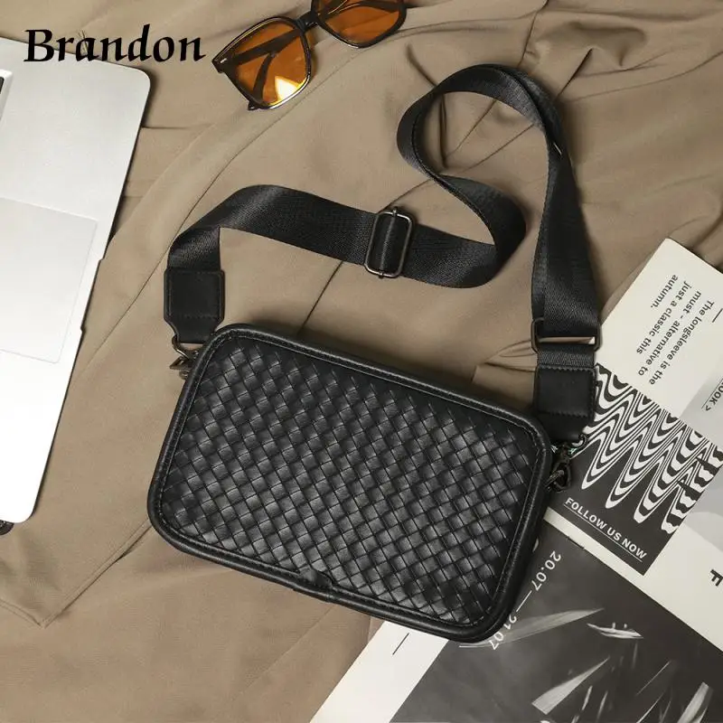 

High end men's stylish and versatile single shoulder backpack checkered crossbody bag fashionable and casual hanging bag trend
