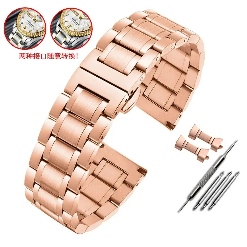 thumbnail image 1 of Correa de acero inoxidable con extremo curvo para reloj Seiko Timex Citizen Casio, para hombre, 20 mm, 22 mm, correa de metal de alta calidad, cadena de reloj, pulsera, 1 of 5
