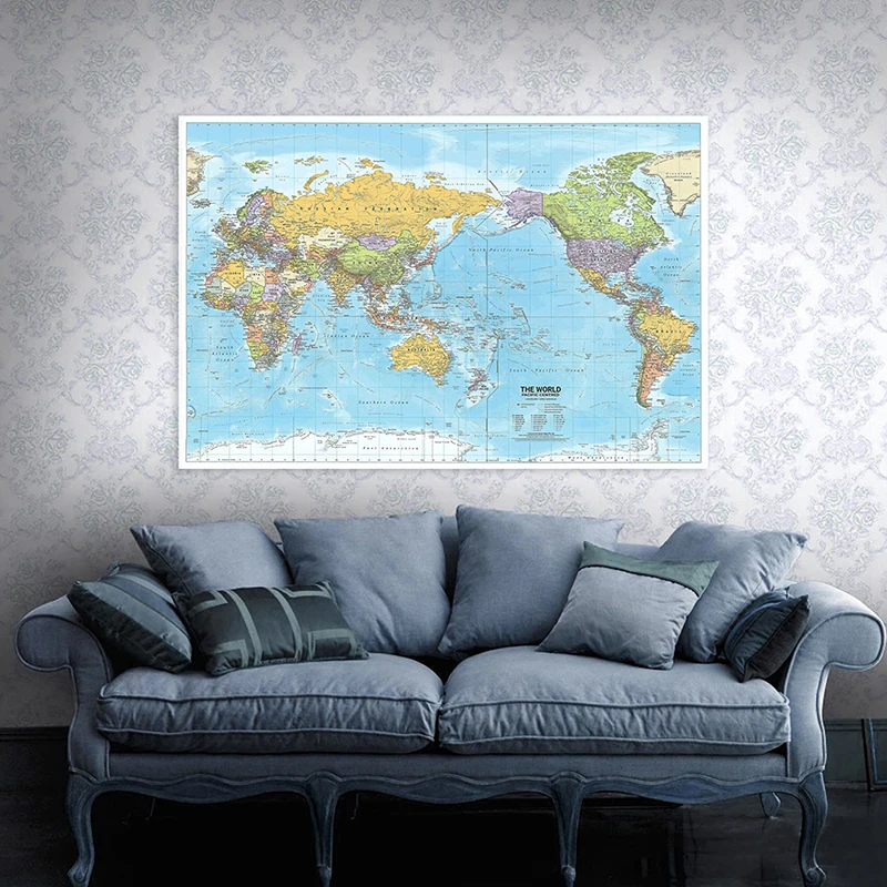 World map poster The World Map 150*100cm non-woven canvas painting education prints office wall art poster home decoration