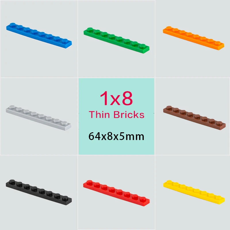 

1x8 Dots Thin Bricks Blocks MOC Creative Educational Toys Building Assemblage Kids Learning Gift Size Compatible Brand 3460