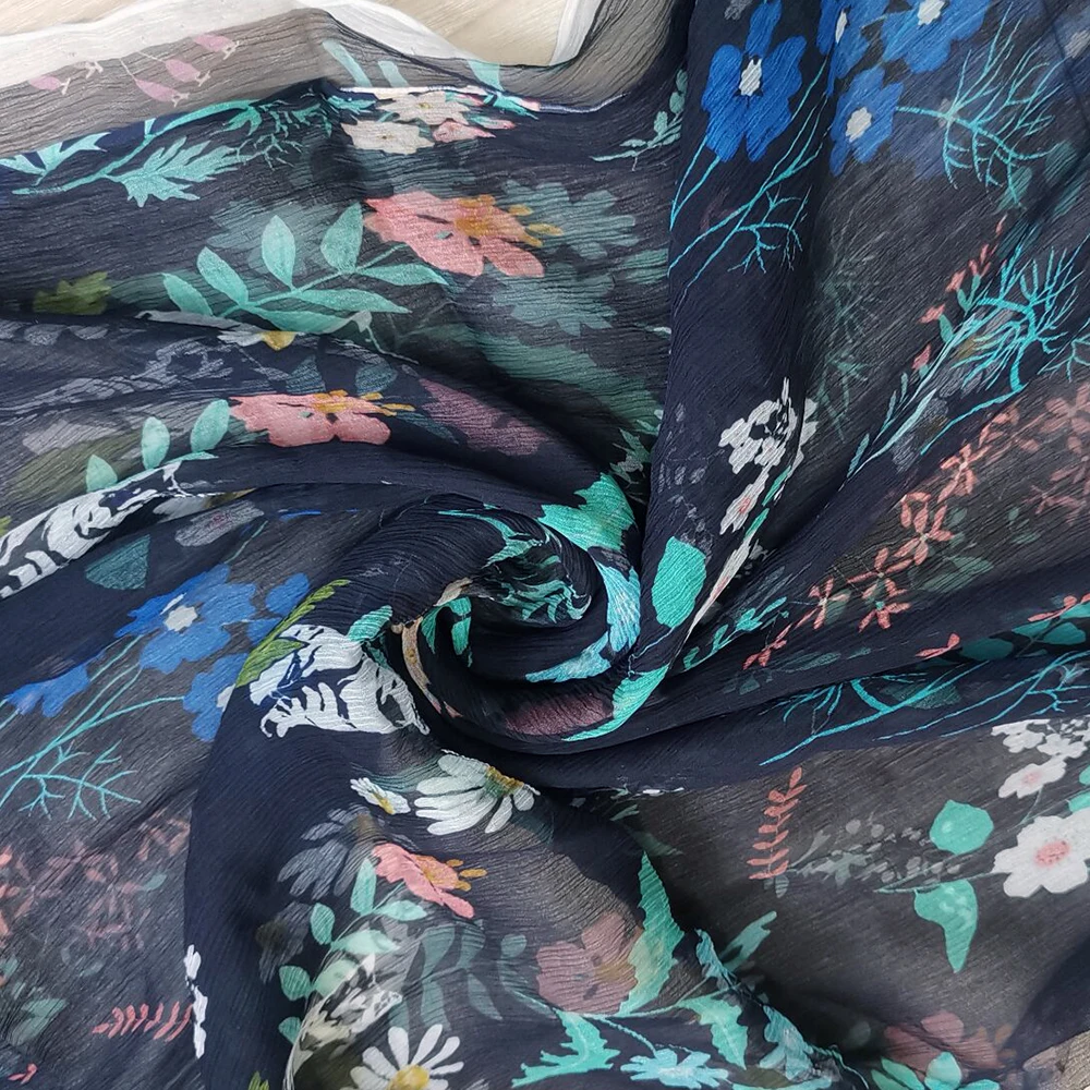 1 meter X 1 32 meter Retro Floral Silk Georgette Wrinkled Fabric 1-meter-x-1-32-meter-retro-floral-silk-georgette-wrinkled-fabric