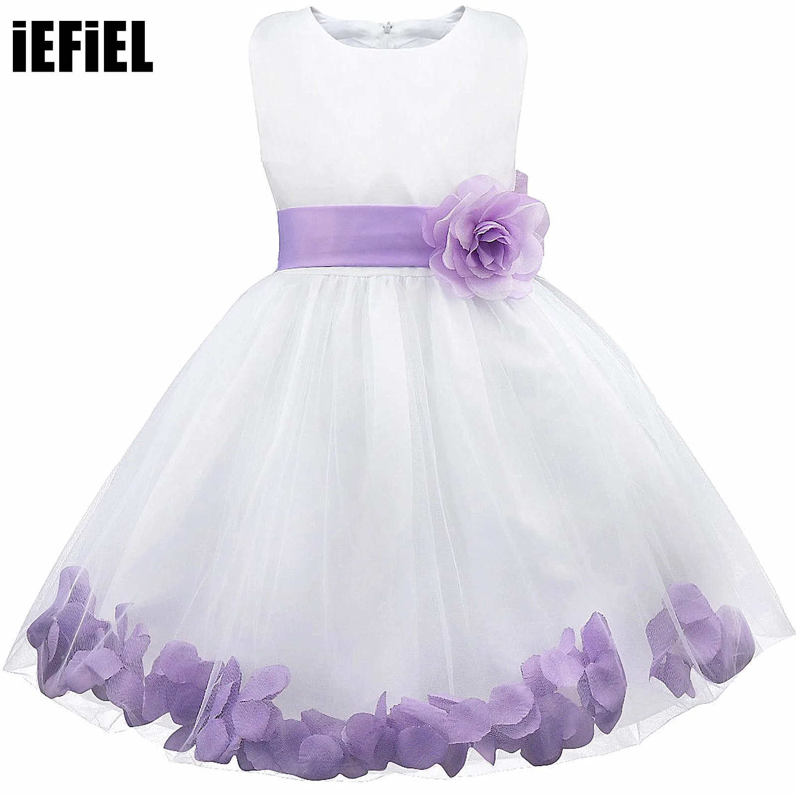 

Cute Flower Petals Tulle Dress Kids Girls Formal Wedding Pageant Dress Ball Gown Princess Layered Dress