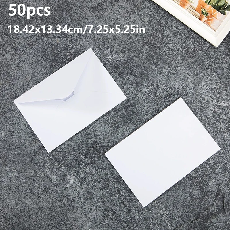 50pcs/lot 18.42x13.34cm Envelope Small Business Supplies 120g Paper Invitations Postcards Letters Bag Wedding Stationery Storage