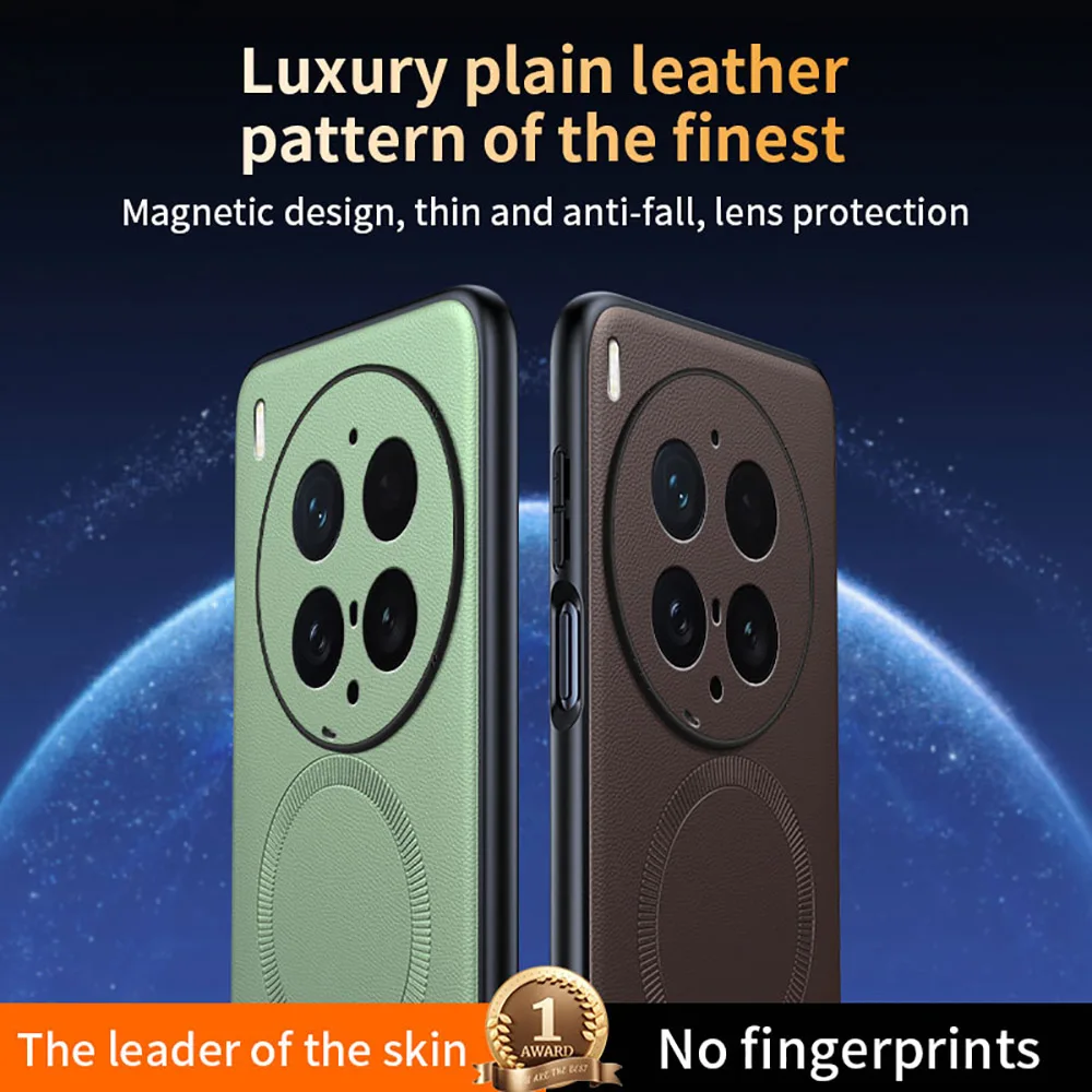 Luxury Plain PU Leather Skin-Friendly Magnetic Anti-Drop Phone Case Cover