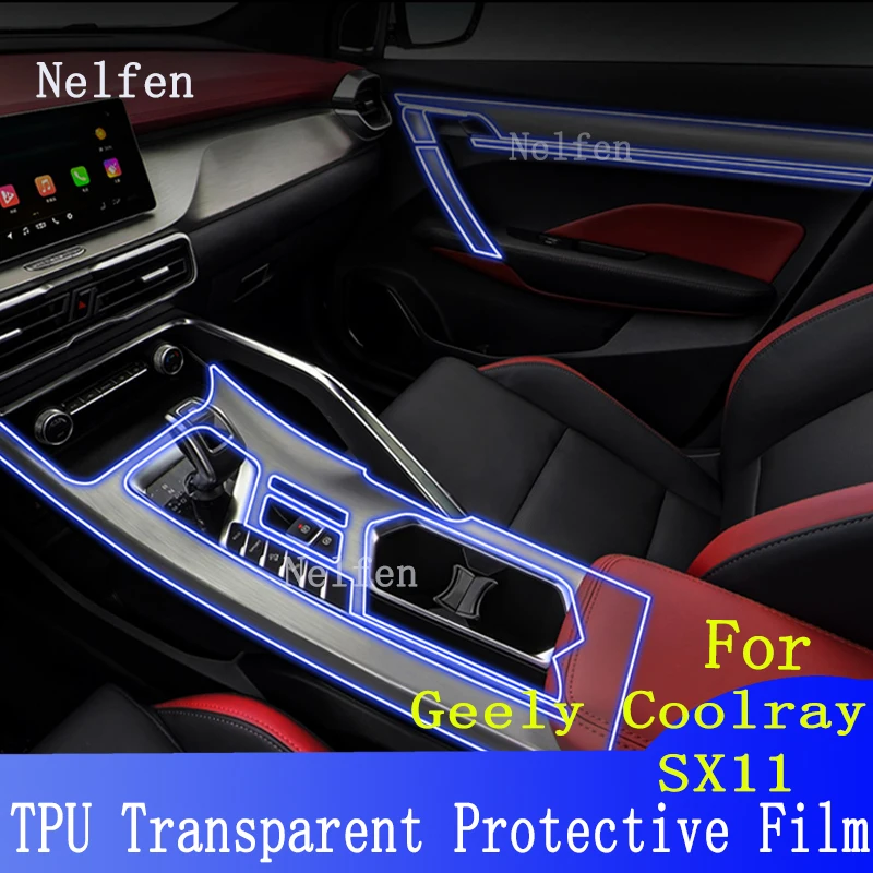 

For Geely Coolray Anti-scratch Accessories Escape SX11 2018-2020Car Interior Center Console Transparent TPU Protective Film