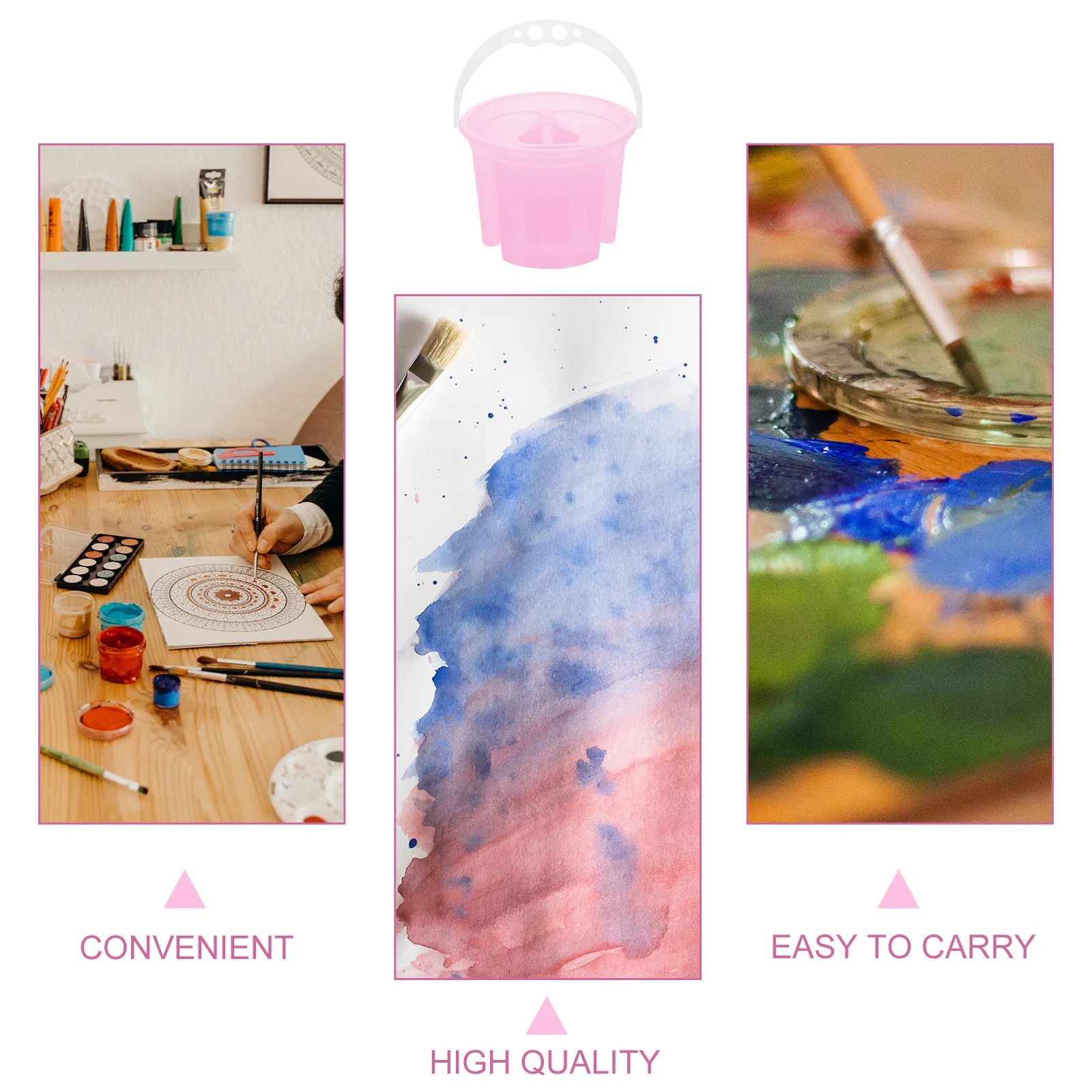 2Pcs 워시 브러쉬 세면대 색상 혼합 및 브러쉬 청소를 위한 플라스틱 아트 도구 예술가 학생을 위한 휴대용 페인팅 버킷