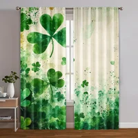 2pcs, Curtains 2D print Green Vitality Durable 100% Polyester Fabric (without rod) Thermal Insulation, and Room Darkening 1