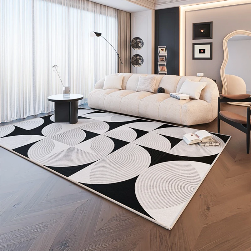 

Black Gray Rhombus Minimalist Style Carpet Living Room 2024 New Light Luxury Bedroom Carpets Highend Sofa Waterproof Nonslip Rug