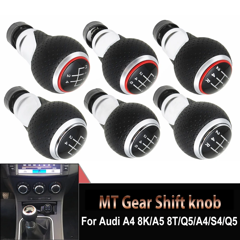 Pomello Del Cambio Leva Cambio Rosso/Argento Per Audi A4 B6 B7 B8 A6 S4 8K A5 8T Q5 8R S Line Ibiza 6J Seat Leon Mk1 Passat Golf