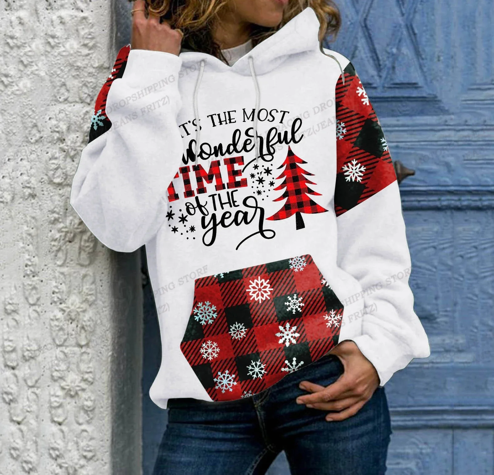 

Christmas Tr Hoodie Men Women Fashion Hoodies Snowflake Unisex Sweatshirt Coat Women Sweats Christmas Clothes