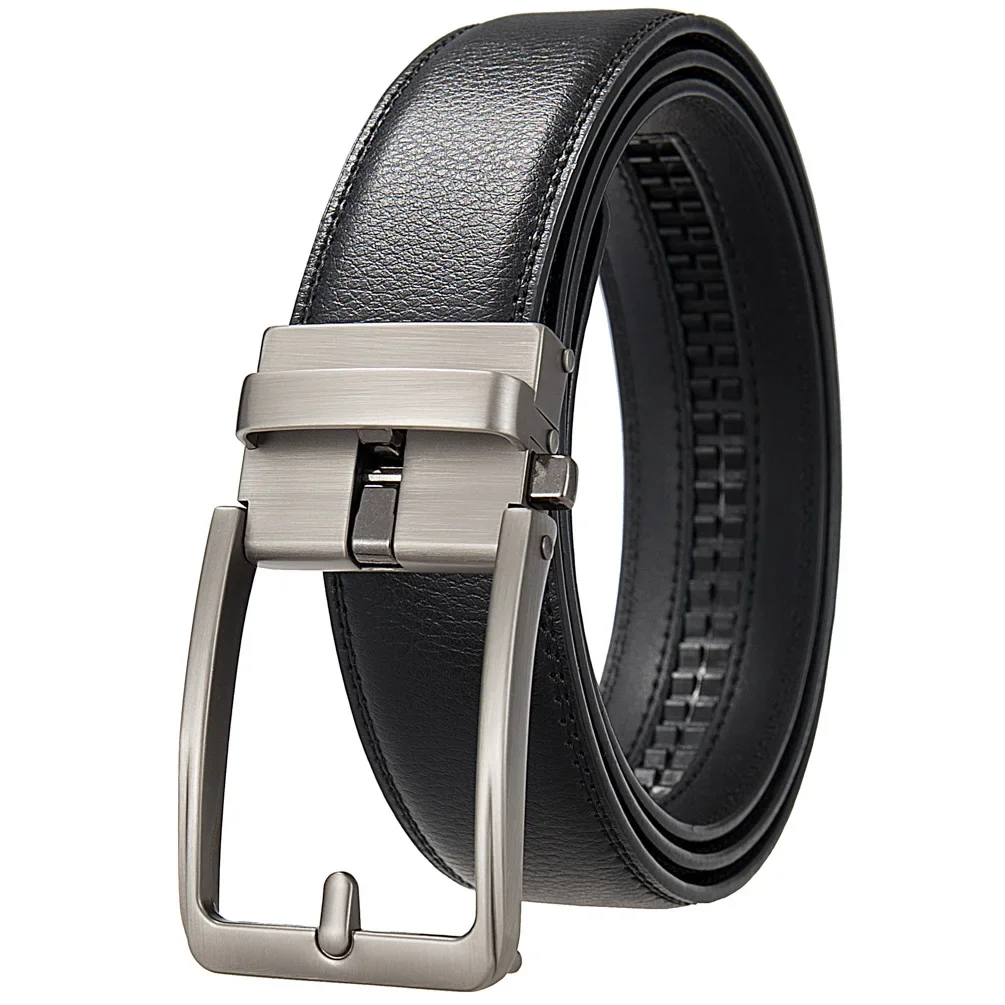 Cinturones de clic para hombre, marca de lujo, diseñador, moda, hebilla automática, pantalones vaqueros de cuero genuino para hombre, correa masculina de cintura de alta calidad