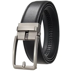 Men's Luxury Genuine Leather Belt with Automatic Buckle - High-Quality Designer Fashion Strap - 170cm (Black)