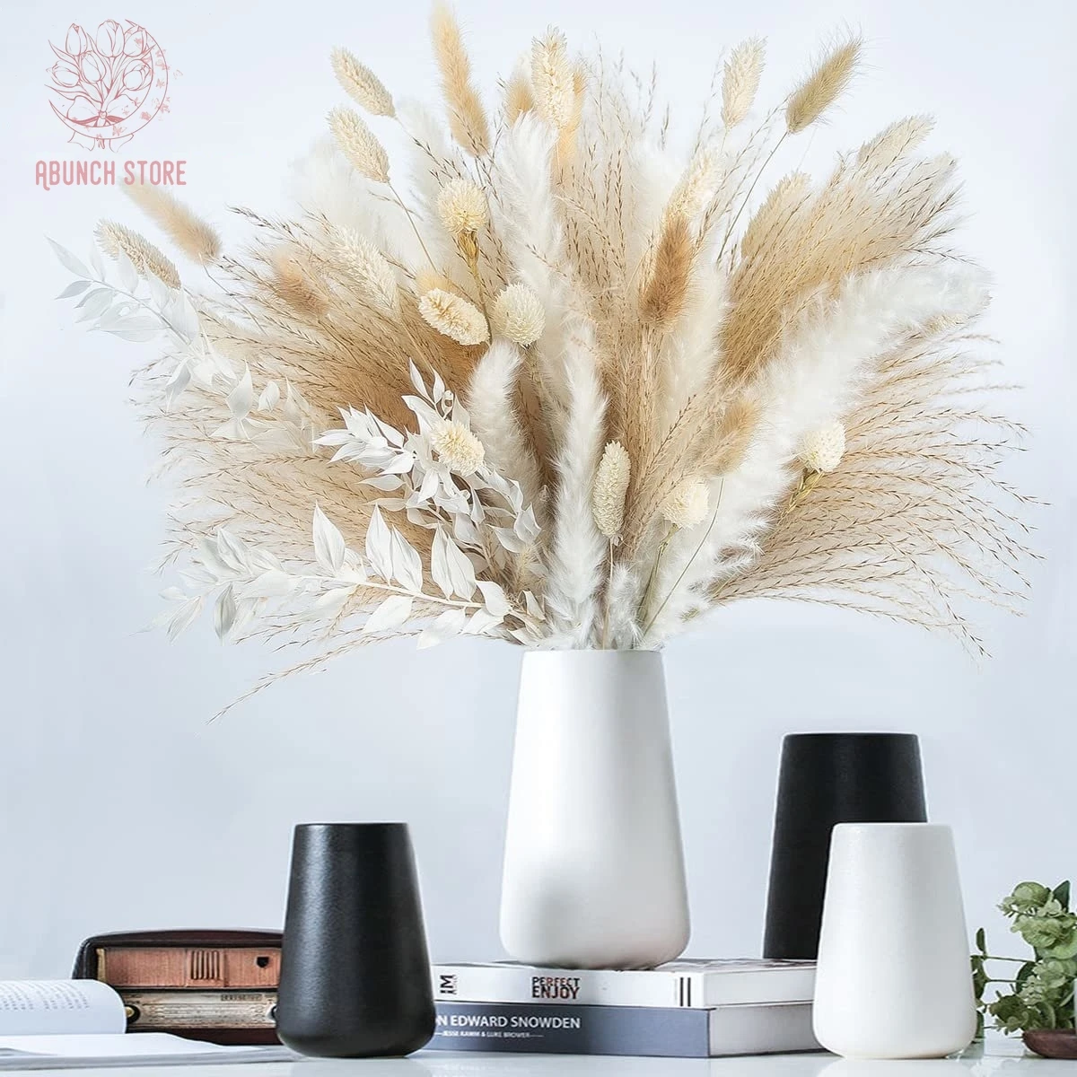 

Natural Pampas Dried Flowers Bouquet Boho Home Wedding Decoration Bunny Rabbit Tails Grass Artifical Flower Vase Decor Supplies