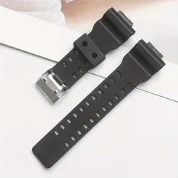 Durable TPU Rubber Men's Watch Band with Raised 16mm Design - 16mm (Matte Black)