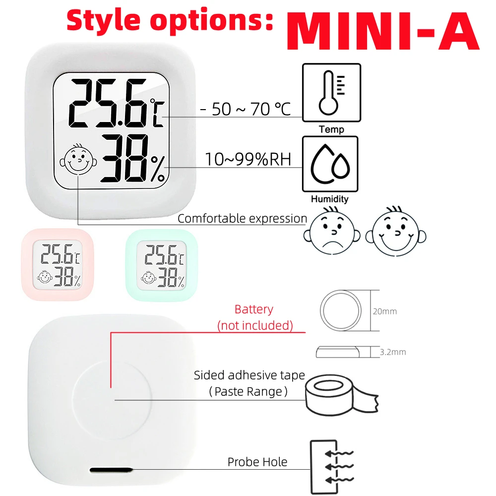 HUAJIAYI For MINI LCD Digital Thermo-Hygrometer Thermometer Hygrometer  Indoor Humidity Meter For Office Baby Room Living Room - AliExpress