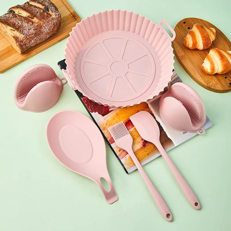 Silicone Basket Pot Tray Airfryer Liner For Air Fryer Reusable Container Accessories Pan Baking Mold Canister Shape Protector