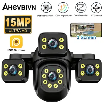 IPC360 Home 15MP WiFi Camera Three Lens Screen PTZ Automatic Tracking Color Night Vision Two-way Audio CCTV Video Security Cam 1