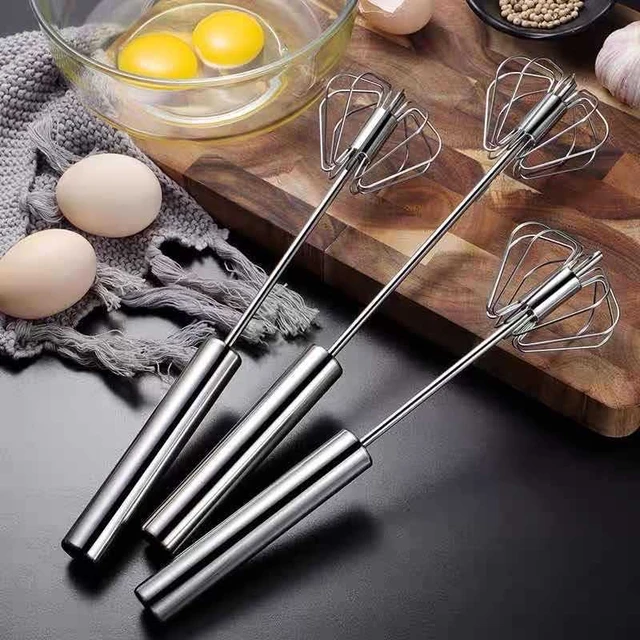 Semi-automatic Egg Beater 304 Stainless Steel Egg Whisk Manual Hand Mixer  Self Turning Egg Stirrer Egg Tools Kitchen Accessories - AliExpress