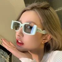 Heorhiyee Hip Hop Square Sunglasses Women Men Off Notch Hole Design White Sun Glasses Blue Ladies Vintage Eyewear UV Protection 1