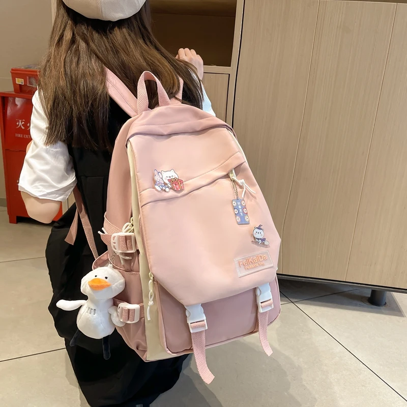 Backpack Female college students Korean harajuku Ulzzang simple backpack INS new high school junior high school backpack 