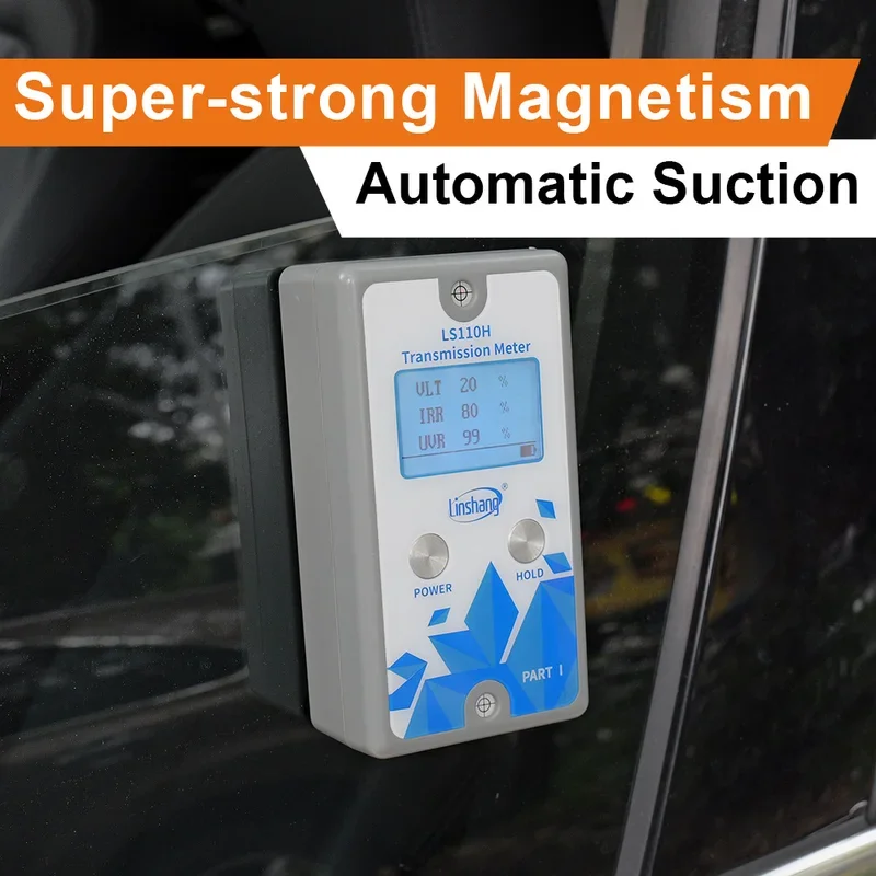 Digital Window Tint Meter Magnetic Solar Film Transmission Meter Window Tint Tester 1400nm IR UV VLT for Car Windscreen LS110H