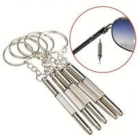 2Pcs Multifunctional Mini Screwdriver 3in1 Slotted Cross Hex Screw Driver Glasses Phone Watch Screw Repair Keyring Tool 2