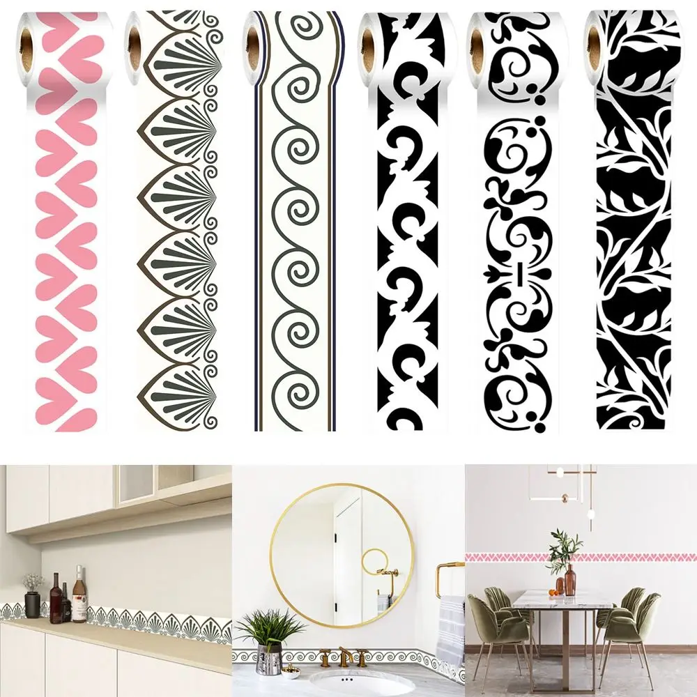 

240cm Baseboard Waist Line Floor Tile Kitchen Room Skirting Line PVC Self-adhesive Wall Border Stickers Bathroom