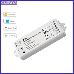 Apple Homekit Matter WiFi RGBCCT LED Controller 5CH DC 12V 24V LED Dimmer Siri Voice Smart Control  5050/2835 RGBCCT LED Strip