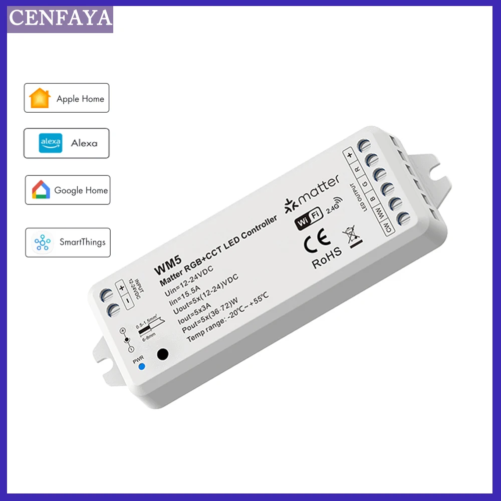 MatterWiFiRGBCCTLEDController5CH12V24VSmartLEDDimmerAPPRemoteControlDimmingTimer.jpg