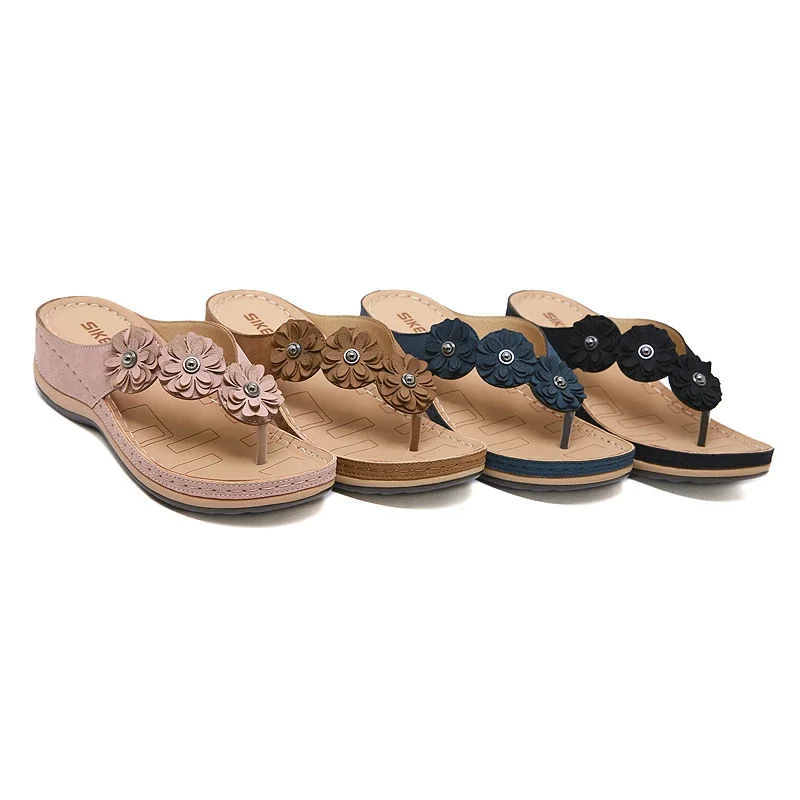 Women Sandals Summer Flat Sandal for Women 5 Colors Sandales Multicolor Retro Flowers Flip-flops Women Slippers Sandalias Mujer Platform Shoes