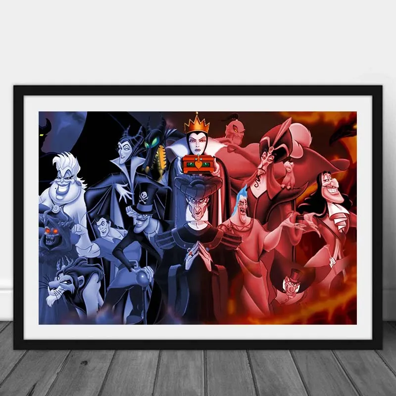 Disney Fans Collection Poster Stampe Cartoon Madam Mim Evil Queen Gaston Maleficent Ursula Jafar Canvas Painting Wall Art
