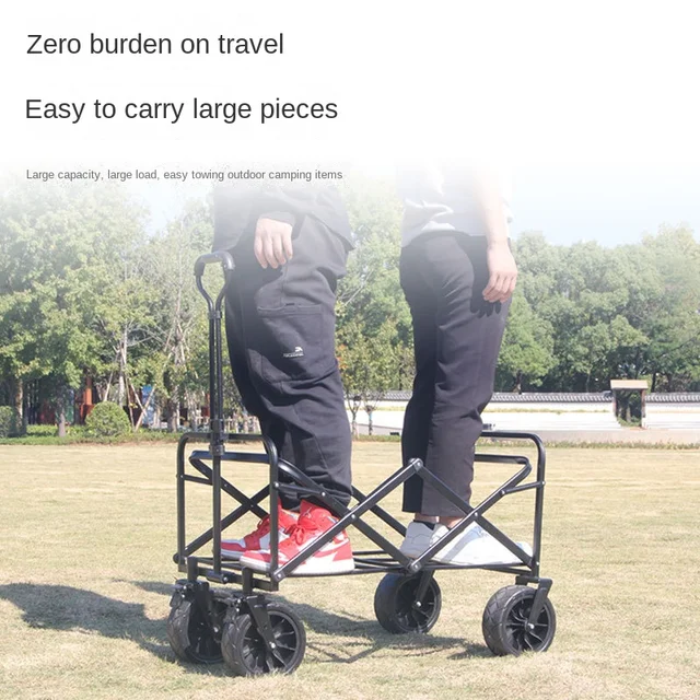 Kerti Kocsik Fékkel Élelmiszerbolthoz, Kültéri, Összecsukható Kemping Kocsi Tengerparti Kosárhoz, Levehető Pu Kerekekkel A Homokhoz - Image 2