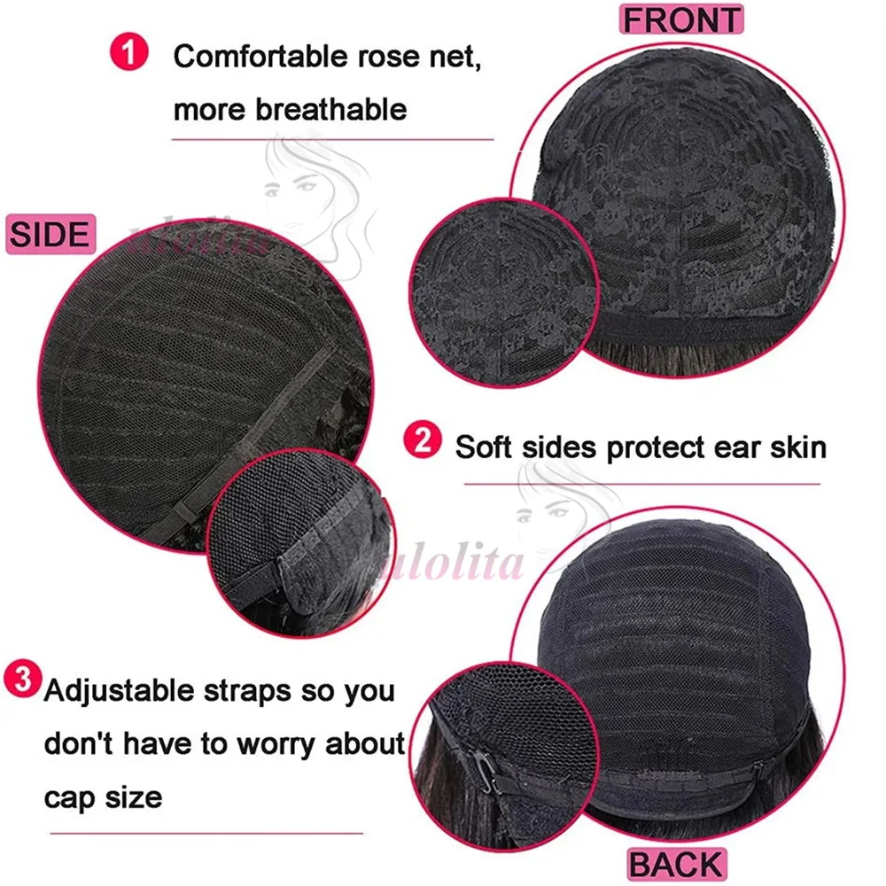 Pronto da indossare Funmi Parrucca corta riccia piena fatta a macchina con frangia Parrucche per capelli umani vietnamiti ricci sciolti senza colla per le donne 6