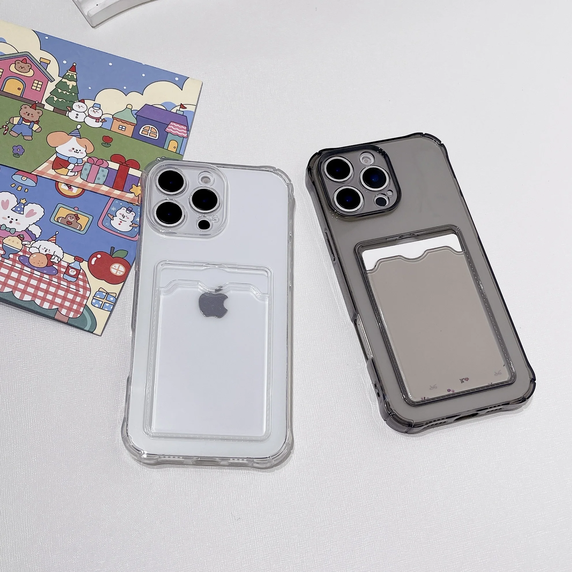 Shockproof Clear Wallet Phone Case with Card Slot Pocket