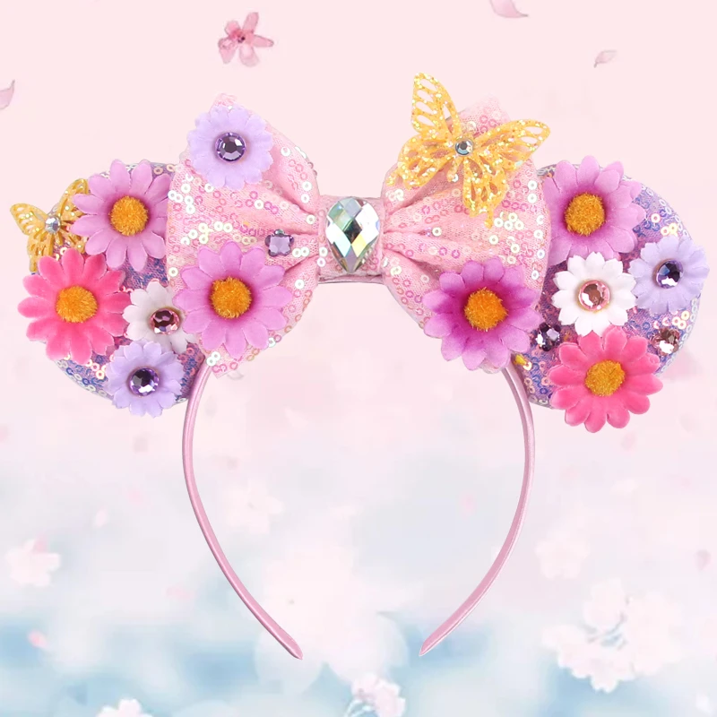 1PC New Hot Sale Trendy Summer Sequins Mouse Ears Hairband Glitter Hair Bows Lightning Headband Girls Kids Hair Accessories hxsj v100 one hand gaming keyboard h300 7 color lightning game mouse p6 keyboard mouse converter set