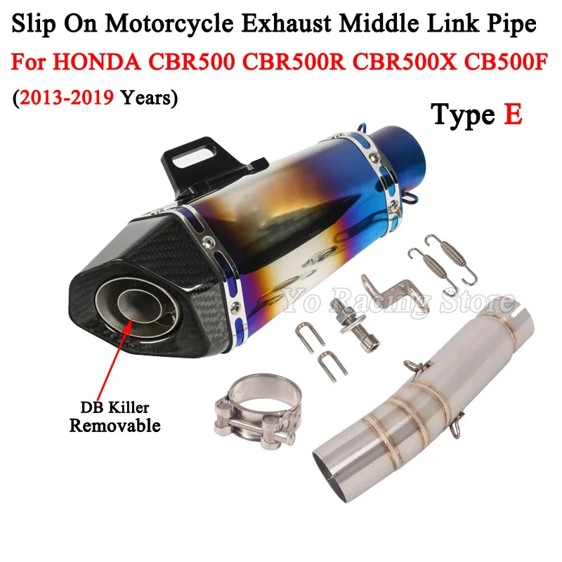 Slip On For Honda CBR500 CBR500F CB500X R 2013 - 2019 Years Motorcycle Exhaust Escape Modify Mid Link Pipe Muffler DB Killer - Image 6