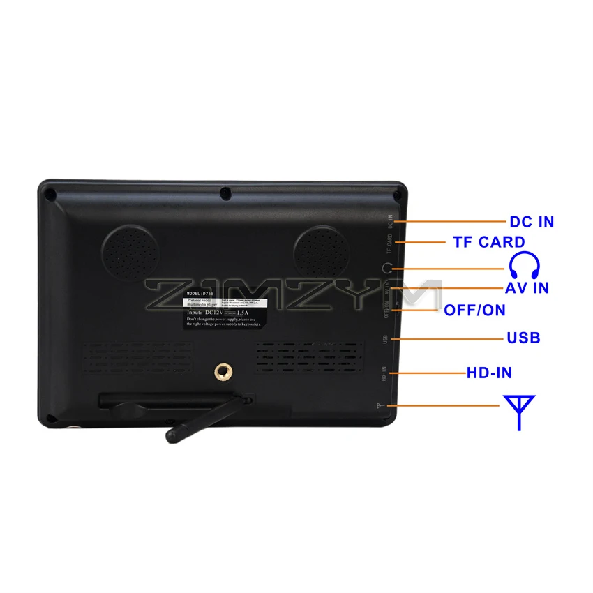 D768 7 inch Portable TV DVB-T2 ATSC Digital and Analog Mini Small Car TV Television Support USB TF AC3 USB FM Built-in Battery