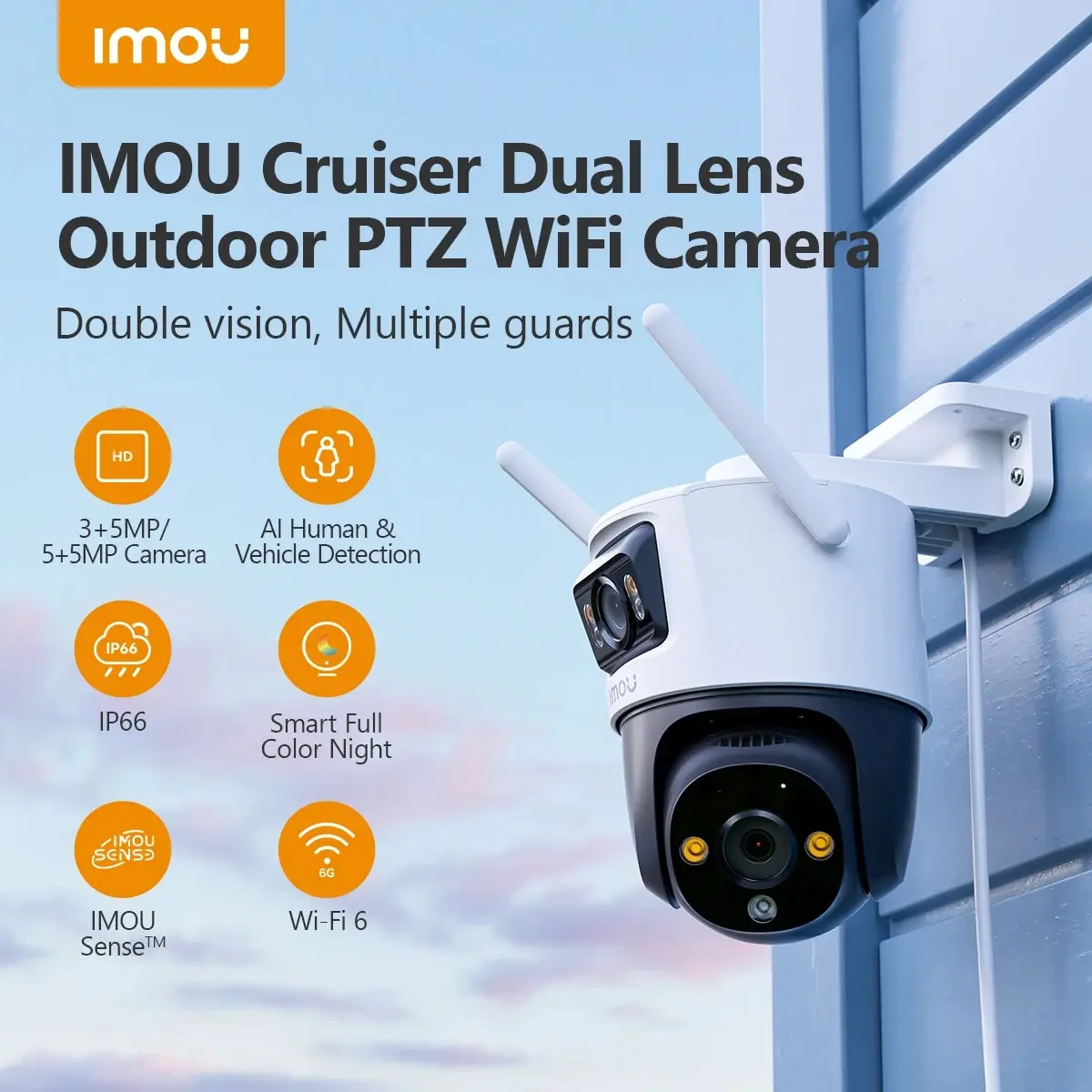  IMOU Cruiser Dual 8MP/10MP Dual Lens Outdoor PT Camera Home Security IP Camera AI Human & Vehicle Detection Surveillance Camera