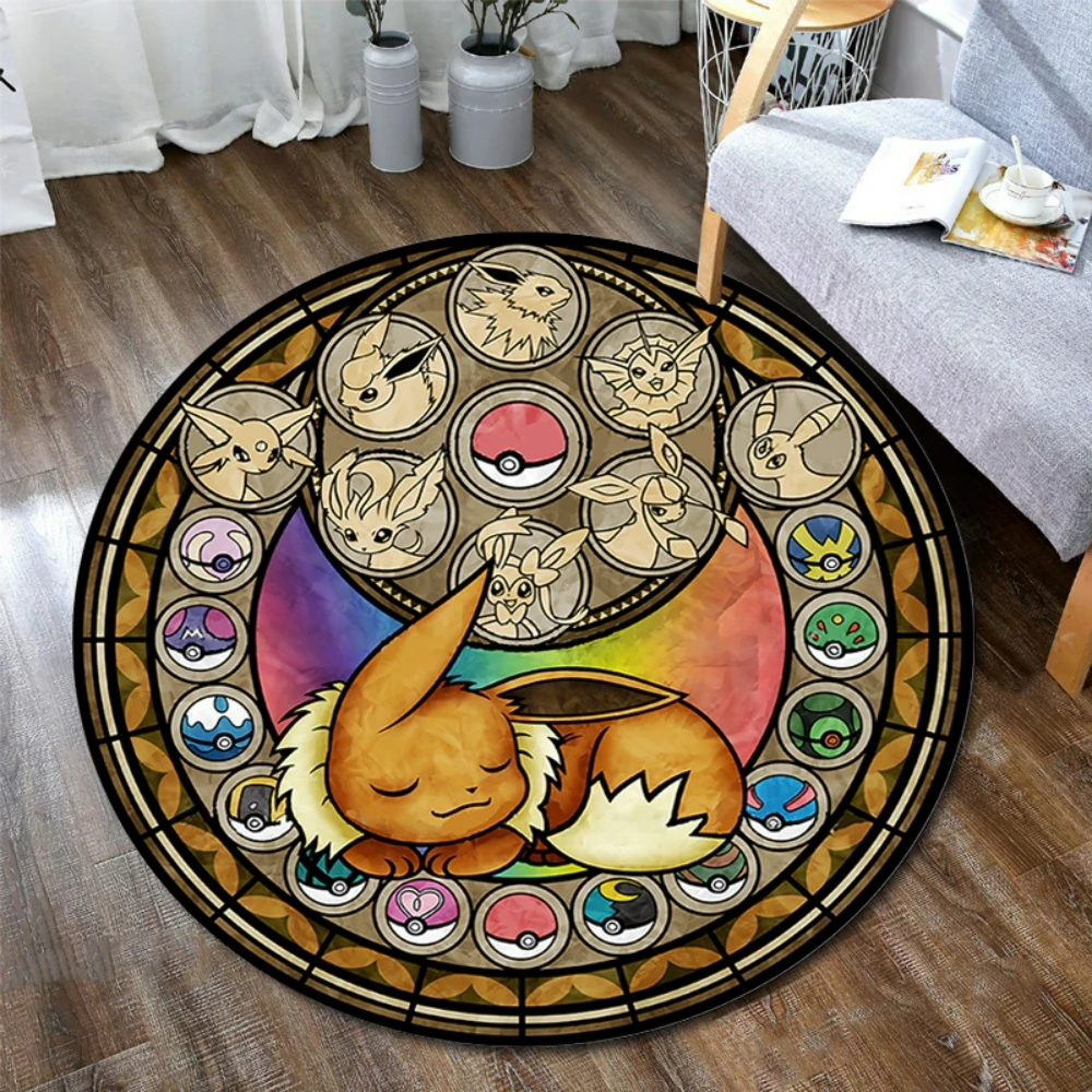 Pokemon Sylveon Round Rug - Elegant Floor Mat for Living Room and Gaming Chair Decor