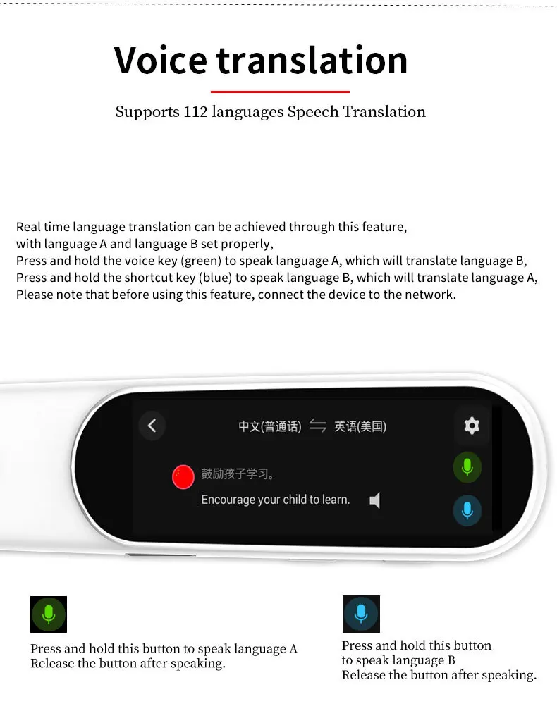 SD02 Intelligent Translation Machine Offline Chinese English Scanning with 112 Multilingual Translation Pens