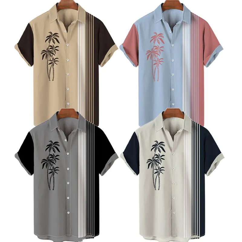 

Hawaiian 3D Coconut Tree Men's Printed Shirt Oversized Casual Blouse Travel Vacation Short Sleeve Top Beach Vintage MAN CLOTHES