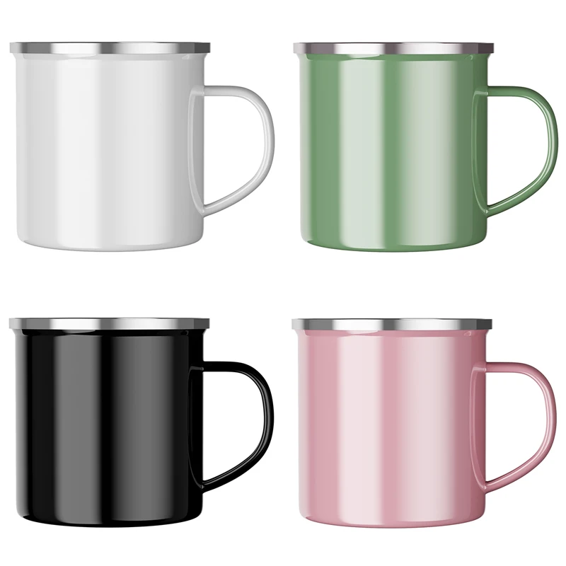 1/4/6 Pcs Enamel Camping Mugs Set,380ml Coffee Camp  Small Enamel Tea Cups for Indoor and Outdoor Activities,Easy to Clean 
