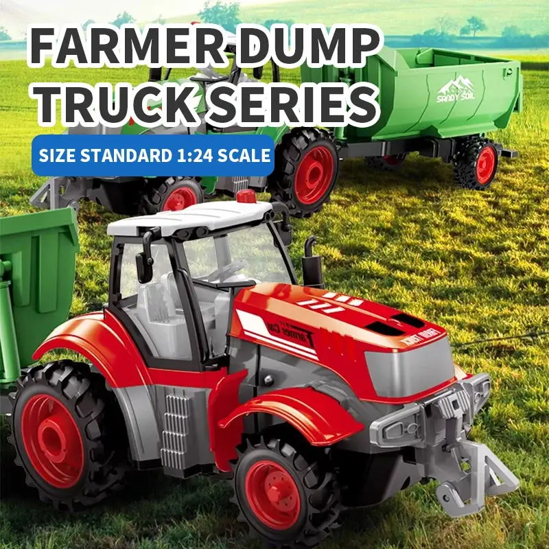 1:24 Farmer's Car 2.4G Remote Control Electric Ransport Truck Dump Truck Water Tanker Children's Remote Control Car Gift 2